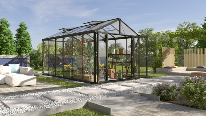 Växthus Poseidon 11900 Svart Glas/Poly 11,9 m² Vitavia